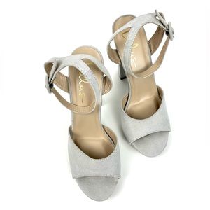Lulus Priya Light Gray Natural Suede Platform Ankle Strap Heels Size 8
